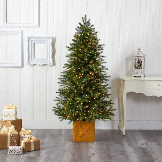 6ft. Pre-Lit Manchester Fir Artificial Christmas Tree, Clear LED Lights